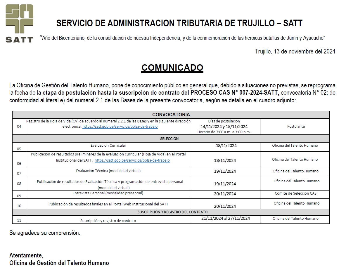 cominicado